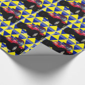 Modern Red Traktor Wrapping Paper Geschenkpapier (Ecke)