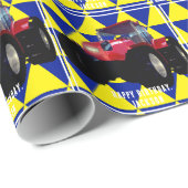Modern Red Traktor Wrapping Paper Geschenkpapier (Rolleneckpunkt)