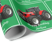 Modern Red Traktor Wrapping Paper Geschenkpapier (Rolleneckpunkt)