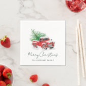 Modern Red Truck Weihnachtsfeier Serviette (Beispiel)