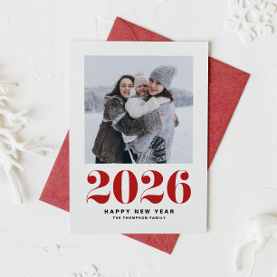 Modern Red Typografy 2022 Happy New Year Foto Feiertagskarte