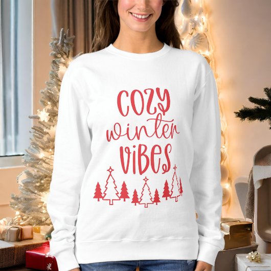 Modern Red Typografy Cosy Winter Vibes Sweatshirt