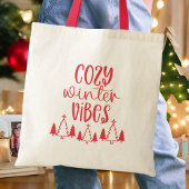 Modern Red Typografy Cosy Winter Vibes Tragetasche