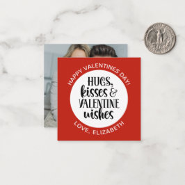 Modern Red Valentine Hugs Kisses Photo  Mitteilungskarte