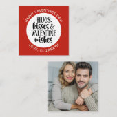 Modern Red Valentine Hugs Kisses Photo  Mitteilungskarte (Vorne/Hinten)