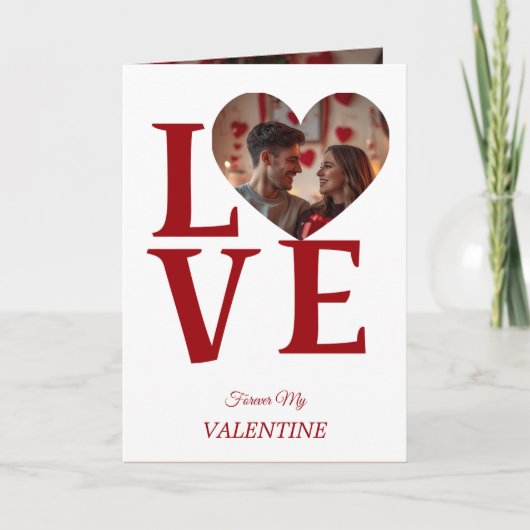 Modern Red Valentine’s Day Photo Card Karte (Vorderseite)
