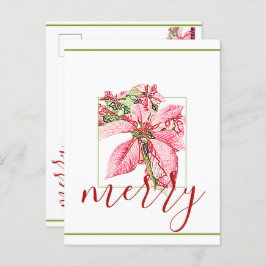 Modern Red Vintag Mercedes Poinsettia Holiday Postkarte