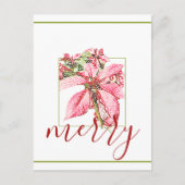 Modern Red Vintag Mercedes Poinsettia Holiday Postkarte (Vorderseite)