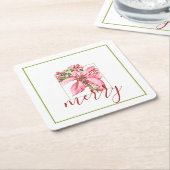 Modern Red Vintag Mercedes Poinsettia Holiday Rechteckiger Pappuntersetzer (angewinkelt)