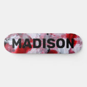 Modern Red White Abstrakt Custom Personalisiert Na Skateboard (Horizontal)