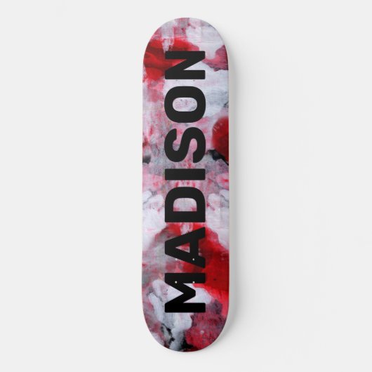 Modern Red White Abstrakt Custom Personalisiert Na Skateboard (Vorderseite)
