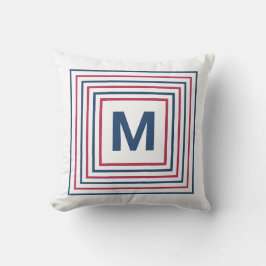 Modern Red White and Blue 4th July Monogram Kissen
