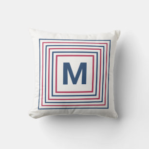 Modern Red White and Blue 4th July Monogram Kissen