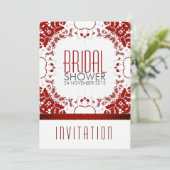 Modern Red White Batik Brautparty Einladung (Stehend Vorderseite)