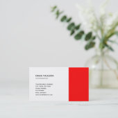 Modern Red White Black Business Card Visitenkarte (Stehend Vorderseite)