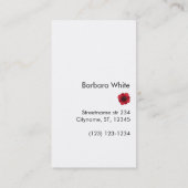 Modern Red white black floral Blume Visitenkarte (Rückseite)