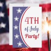 Modern Red White Blue 4. Juli Party Einladung