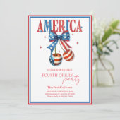 modern Red White &Blue 4th of July Party Einladung (Stehend Vorderseite)