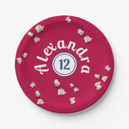 Modern Red White Blue Popcorn American Bday Party Pappteller