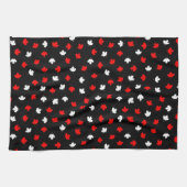 Modern Red White Canada Mapsleaf Black Pattern Geschirrtuch (Horizontal)