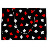 Modern Red White Canada Mapsleaf Black Pattern Große Geschenktüte (Rückseite)