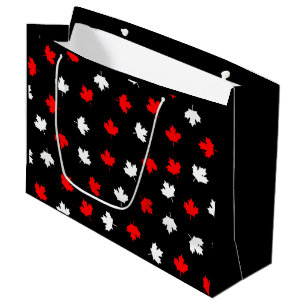 Modern Red White Canada Mapsleaf Black Pattern Große Geschenktüte