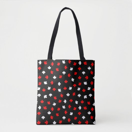 Modern Red White Canada Mapsleaf Black Pattern Tasche (Vorderseite)