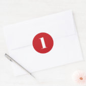 Modern Red white custom number age monogram Runder Aufkleber (Umschlag)