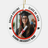 Modern Red & White Custom Photo Graduation Keramik Ornament (Links)