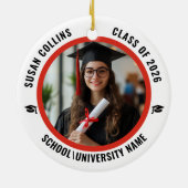 Modern Red & White Custom Photo Graduation Keramik Ornament (Hinten)