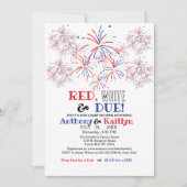 Modern Red White & Due 4th July Baby Shower Einladung (Vorderseite)