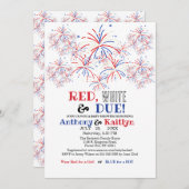 Modern Red White & Due 4th July Baby Shower Einladung (Vorne/Hinten)