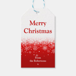 Modern Red White Frohe Weihnachten Geschenkanhänger