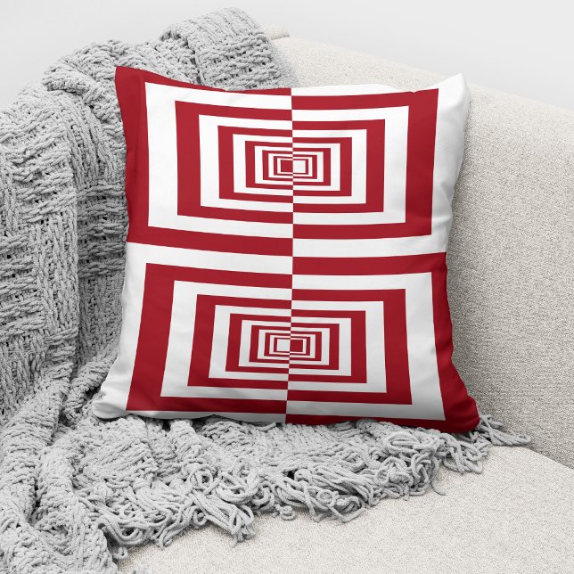 Modern Red White Geometric Kissen (Von Creator hochgeladen)