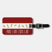 Modern Red White Gold Cat Weihnachten Gepäckanhänger (Vorderseite horizontal)