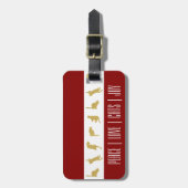 Modern Red White Gold Cat Weihnachten Gepäckanhänger (Vorderseite vertikal)