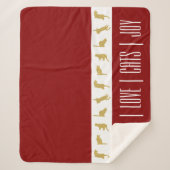 Modern Red White Gold Cat Weihnachten Sherpadecke (Vorderseite)