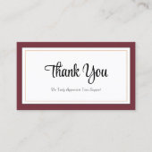 Modern Red White Gold Dankeschön Card Visitenkarte (Vorderseite)