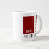 Modern Red White Gold Weihnachtskatze Jumbo-Tasse (Vorderseite Rechts)