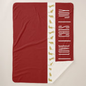 Modern Red White Gold Weihnachtskatze Sherpadecke (Vorderseite)