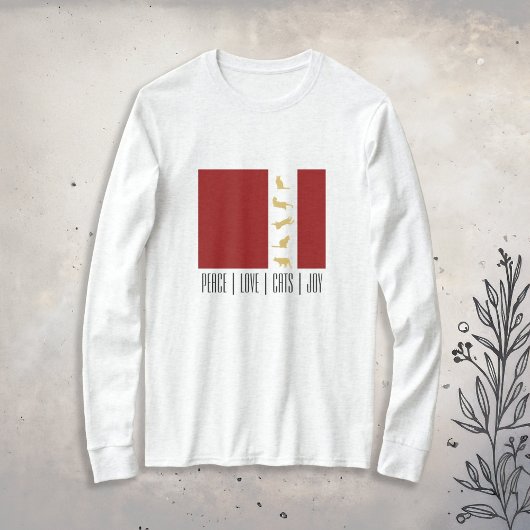 Modern Red White Gold Weihnachtskatze T-Shirt