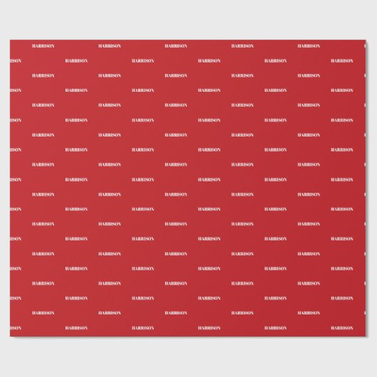 Modern red white Individuelle Name Text Birthday G Geschenkpapier (Flach)