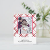 Modern Red White Kariert Christmas Postkarte (Stehend Vorderseite)
