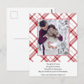 Modern Red White Kariert Christmas Postkarte (Vorne/Hinten)