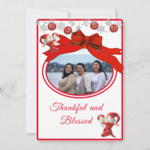 Modern Red White Niedlich Elf Foto Frohe Weihnacht