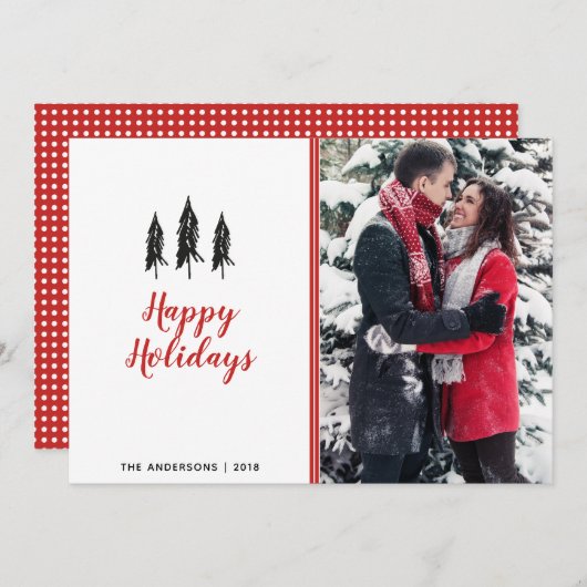 Modern Red & White Polka Dot Evergreen Weihnachten (Vorne/Hinten)