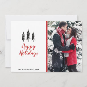 Modern Red & White Polka Dot Evergreen Weihnachten