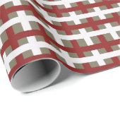 Modern Red White Sage Christmas Plaid Geschenkpapier (Rolleneckpunkt)