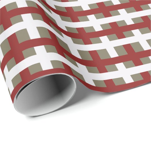 Modern Red White Sage Christmas Plaid Geschenkpapier (Rolleneckpunkt)