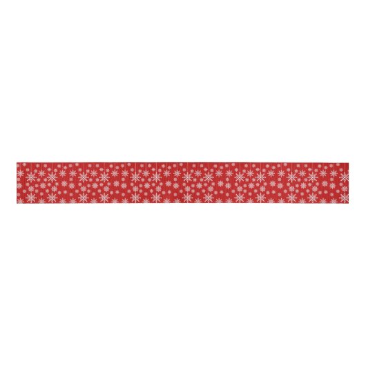 Modern Red & White Snowflake Christmas Holiday Ripsband (Vorderseite)